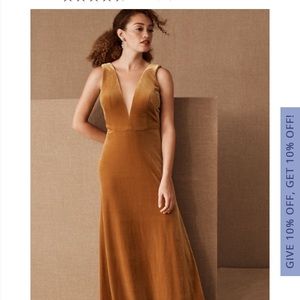 Jenny Yoo Logan Velvet Maxi Dress - Marigold